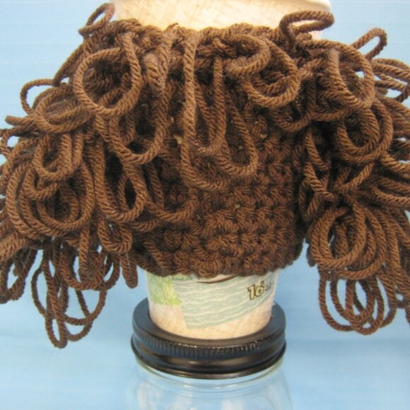 Handmade Crochet Poodle Puppy Dogs  BROWN Cup Cozy - Picture 4 of 4